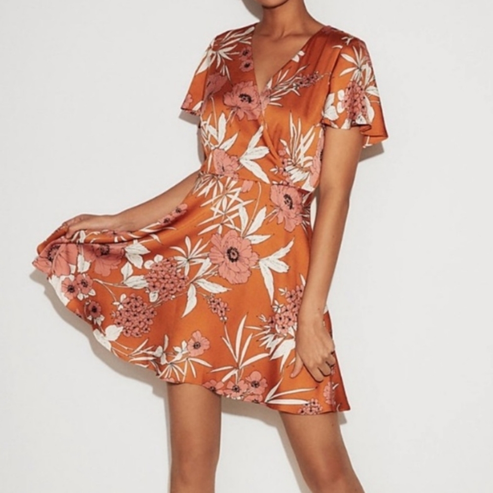 Express Rust Floral Dress